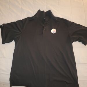 Antigua Black Pittsburgh Steelers Polo Shirt